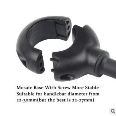Black bicycle rearview mirror with hose adjustment mechanism mounted on handlebars
