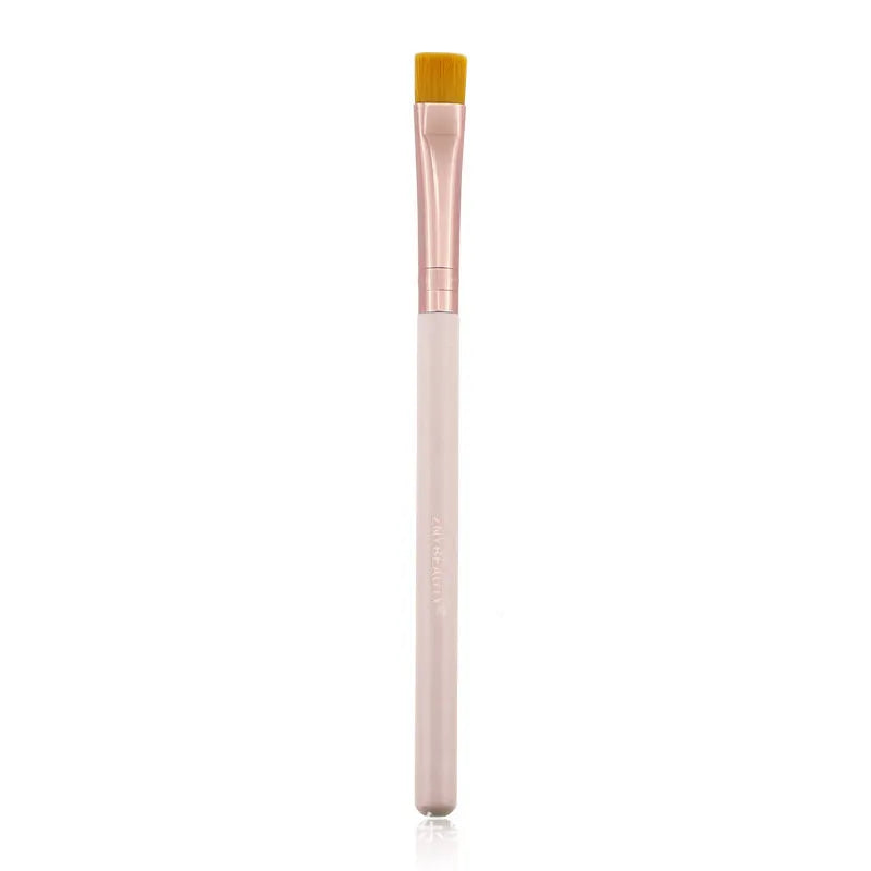 26 pink-handled makeup brushes with wooden handles and a PU storage bag.