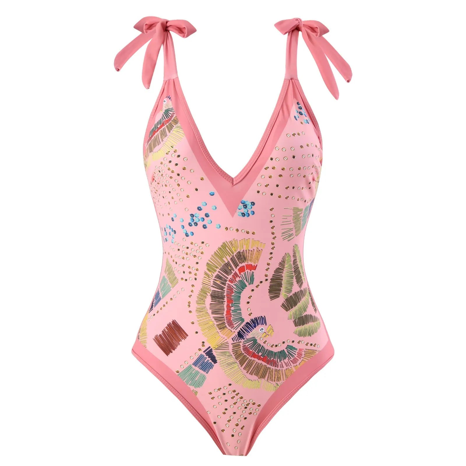 Women's blue French retro one-piece swimsuit with matching gauze skirt on beach