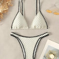 Women's sexy split bikini swimsuit in white or blue colour with brief style design