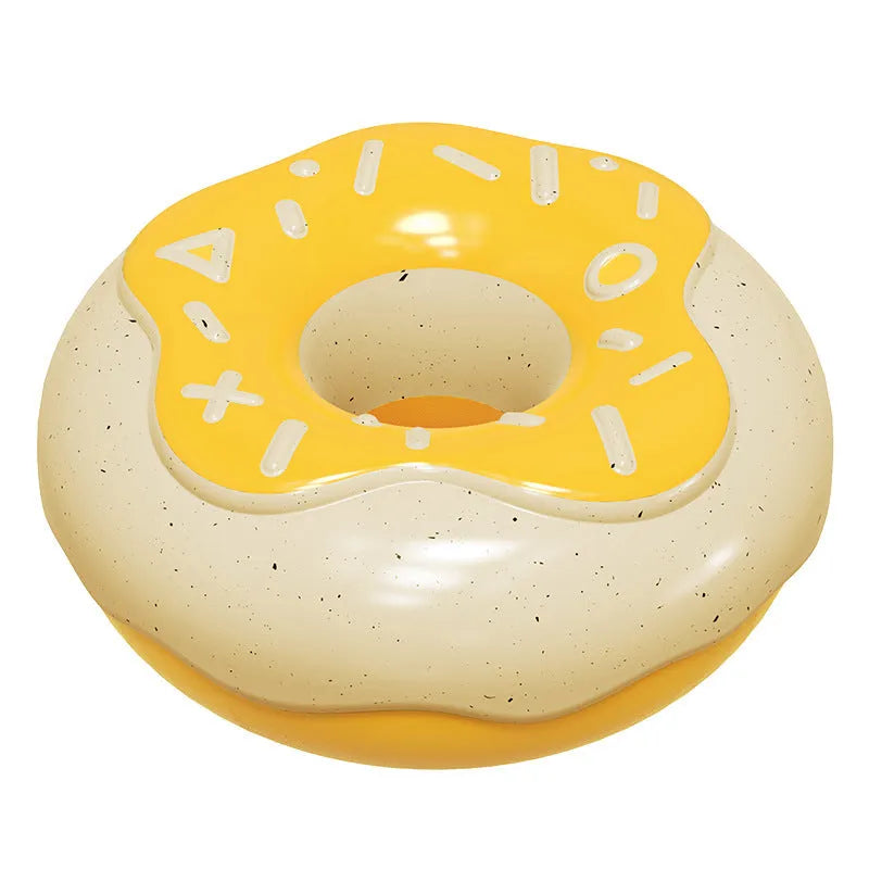 Pink TPR rubber donut dog chew toy with textured surface for dental cleaning