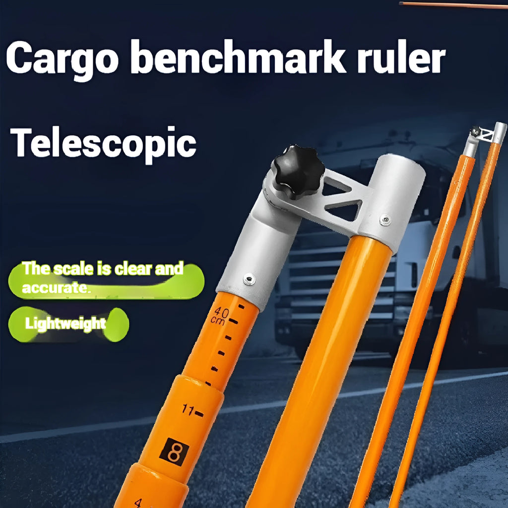 Telescopic truck height measuring rod extended vertically with clear measurement scale markings visible