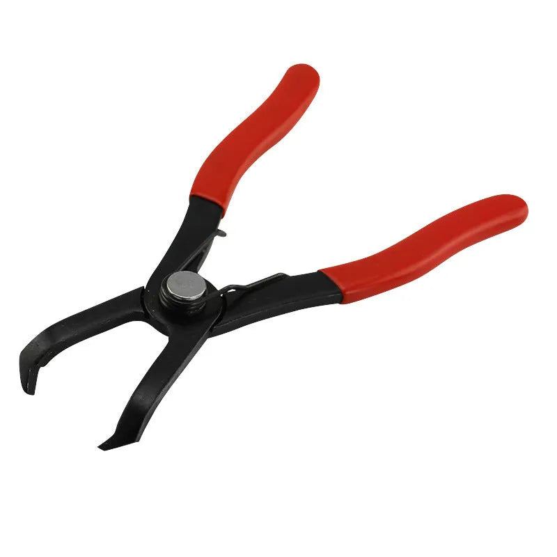 Interior round nail removal pliers with red PVC handles and 30-degree jaws
