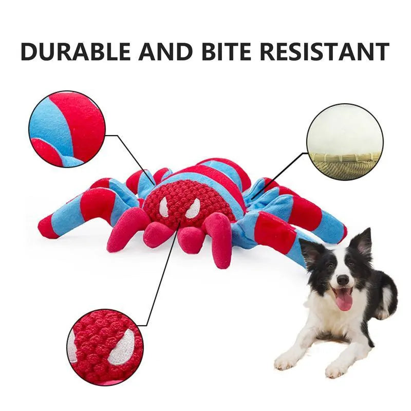 Red soft plush bite-resistant teddy dog toy with squeaker for medium and large breeds