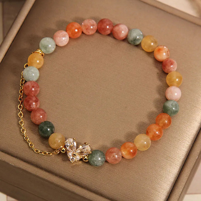 Fu Lu Shou crystal bracelet for women with V-shaped zircon charms and cartoon styling