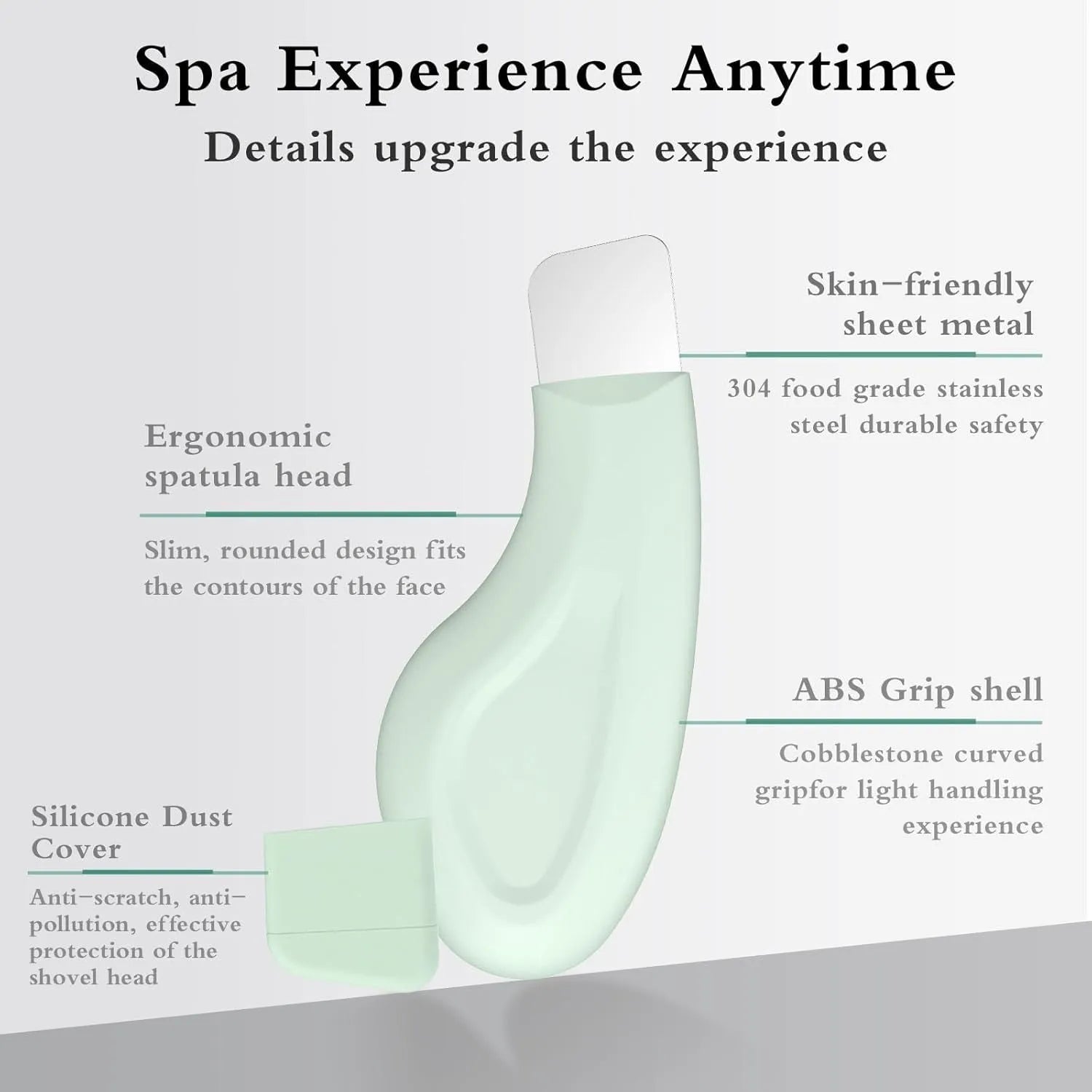 Stainless steel pore scraper face tool with a non-slip handle for blackhead removal