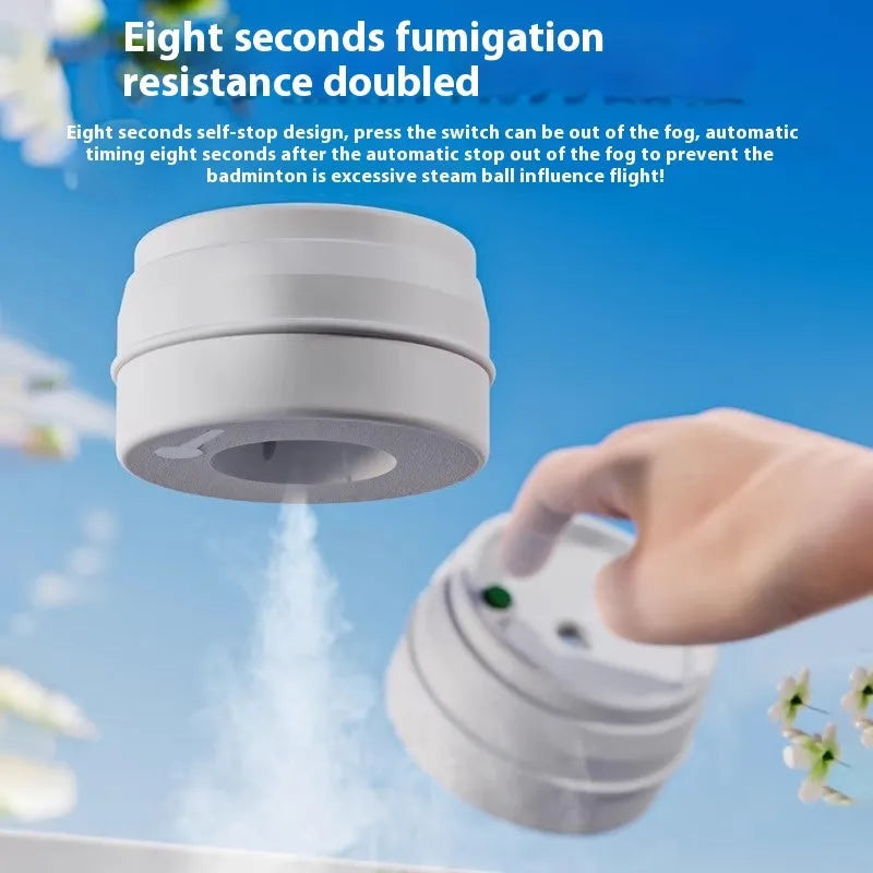 Rechargeable badminton globe digester spray humidifier with 8-second self-stop timer and 5V USB input