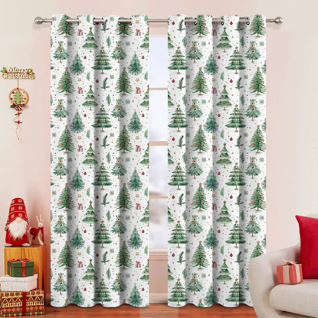 Christmas Forest colour punching curtain with punched pattern design for sun shading