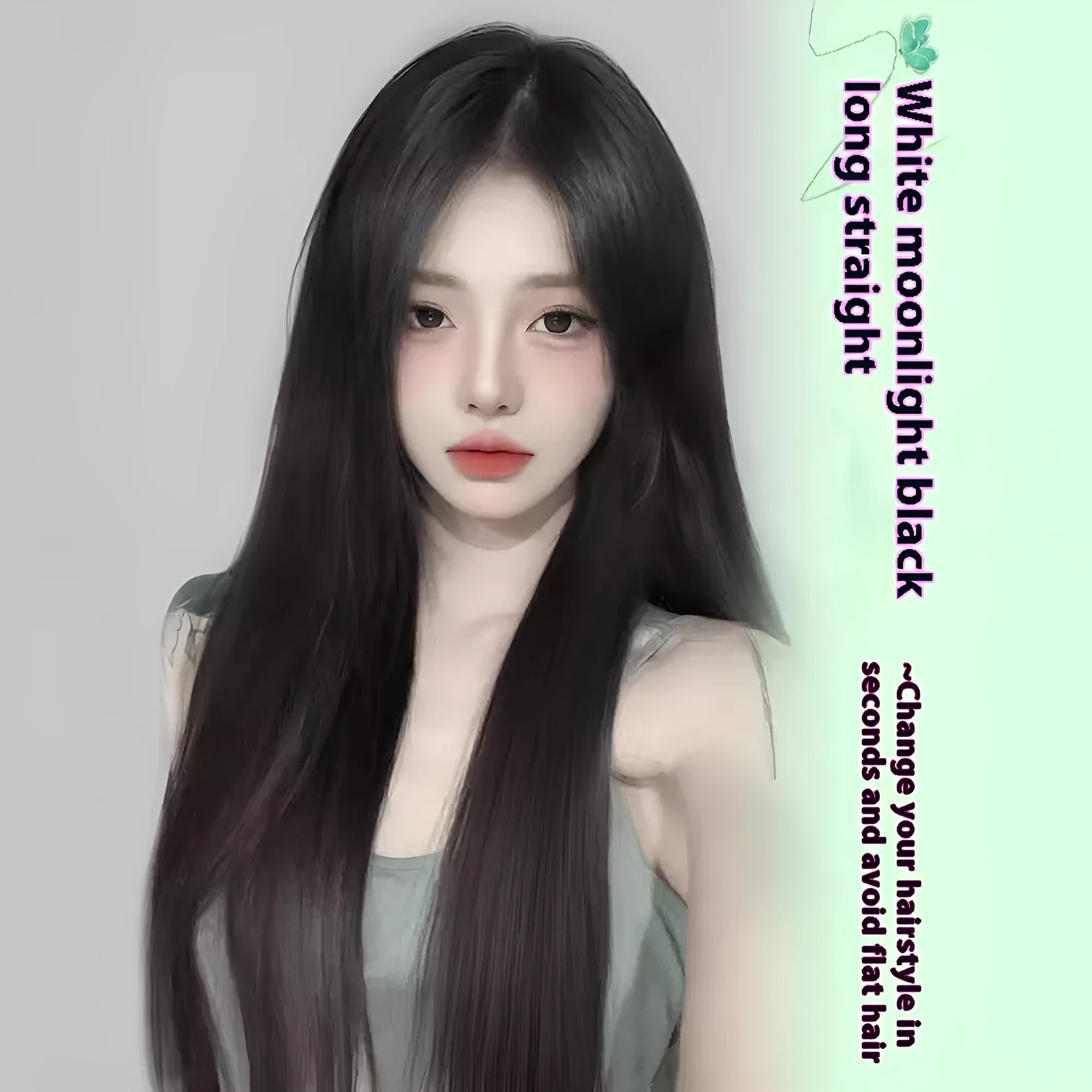 Female full-head forehead lace wig in brown black colour with fluffy texture