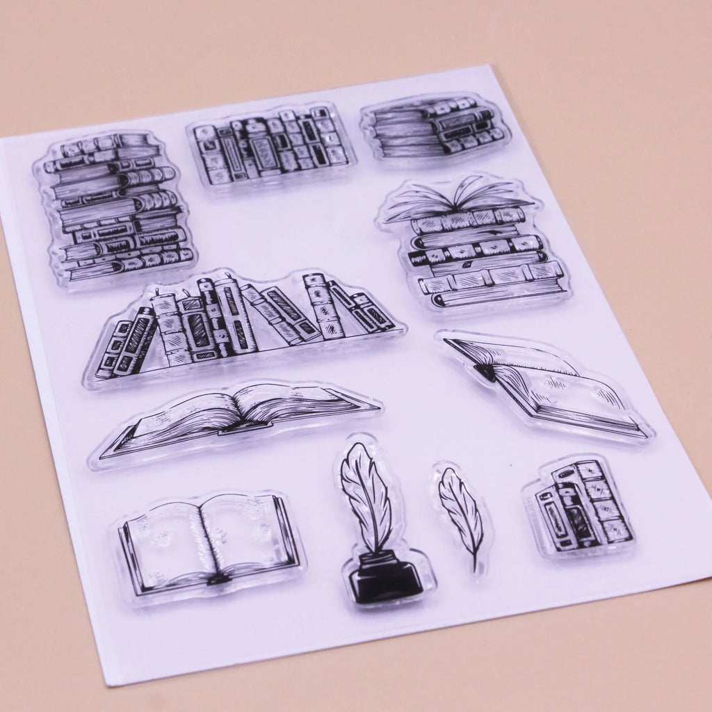 Transparent silicone stamp with seal pattern, dimensions 11cm by 16cm, on a white background.