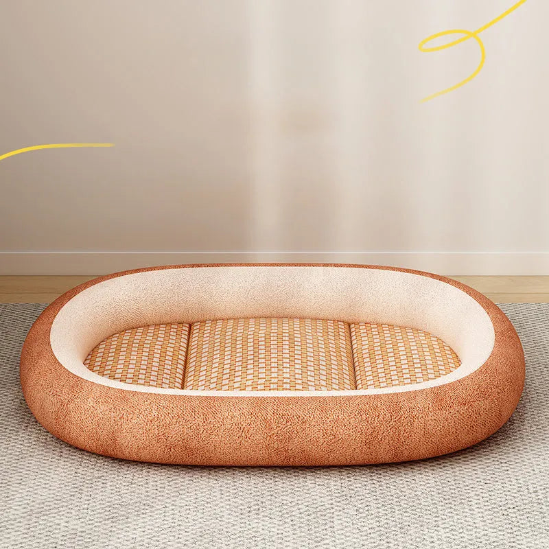 Removable cover cotton-filled pet bed in various sizes and colours for dogs and cats