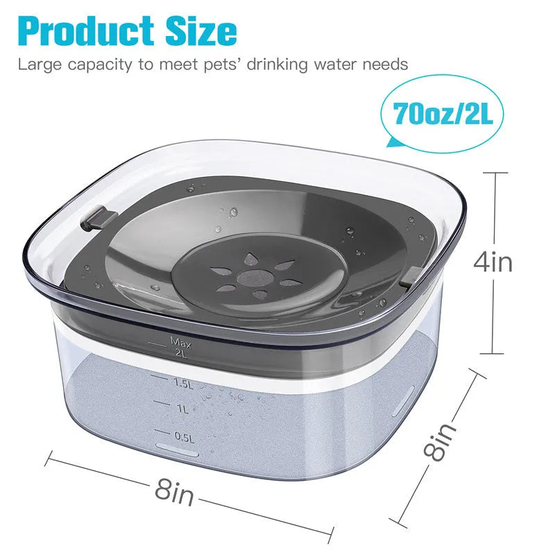 Transparent large capacity dog water bowl with floating disk and anti-spill design
