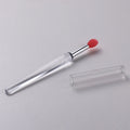 Set of reusable silicone lip brushes with protective caps in various colours for applying lipstick and gloss
