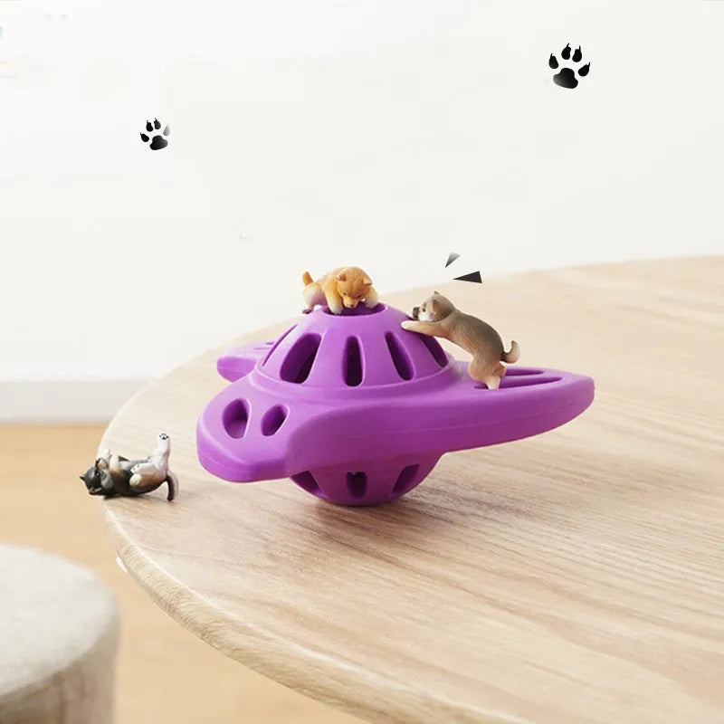 Blue bite-resistant boomerang dog toy with molar texture for large breed chewing.