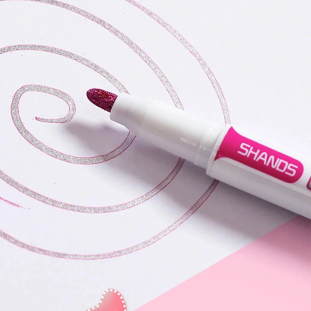 Flash Colour Acrylic Painter Pens in a set, showing fine-tipped nibs, for arts and crafts.