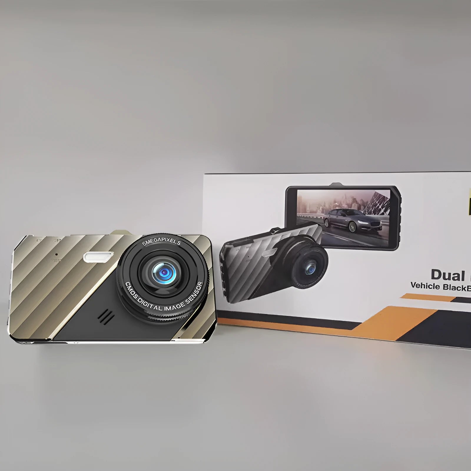 4 inch front and rear dual lens car dashcam with touch screen display