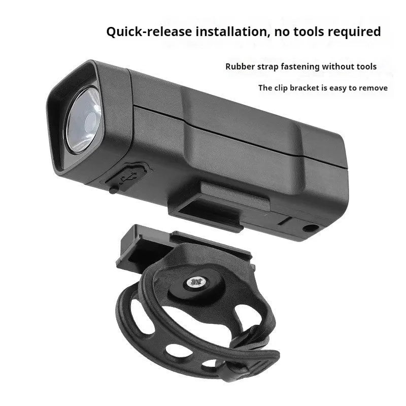 USB rechargeable bicycle headlight with quick release bracket for night riding