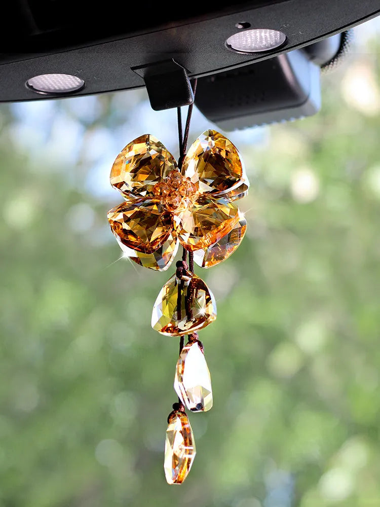 Crystal four leaf grass car pendant hanging chain decoration 20cm size