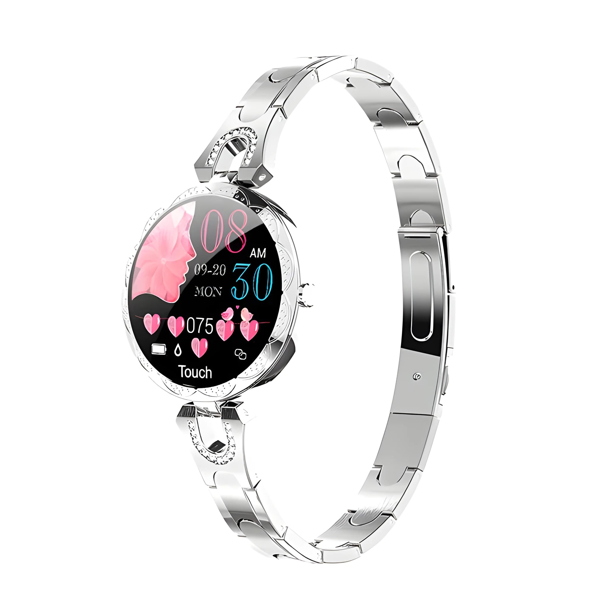 Women's smart bracelet with 1.08 inch HD LCD colour screen and heart rate monitor, IP67 waterproof fitness tracker