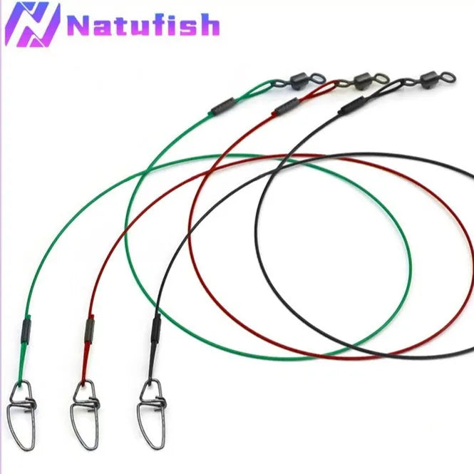 Anti-bite steel wire fishing accessories with double buckle pins measuring 54cm in length