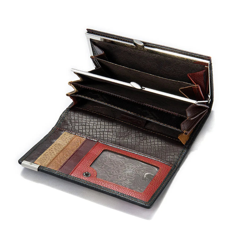 WESTAL retro vertical square woman wallet in 544colour with car sewing and geometric pattern