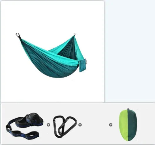 Backpacking hammock 270x140cm in 210T nylon with tree straps and buckles for outdoor camping