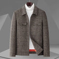Autumn men's casual lapel jacket with check pattern in gray