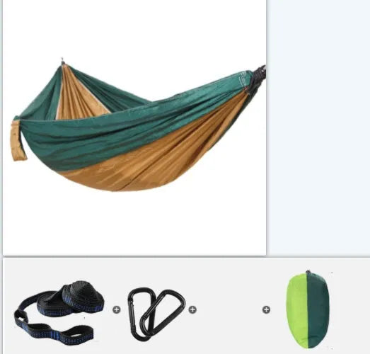Backpacking hammock 270x140cm in 210T nylon with tree straps and buckles for outdoor camping