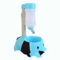 A pink adjustable rod-lifting pet water bowl showing the height mechanism.