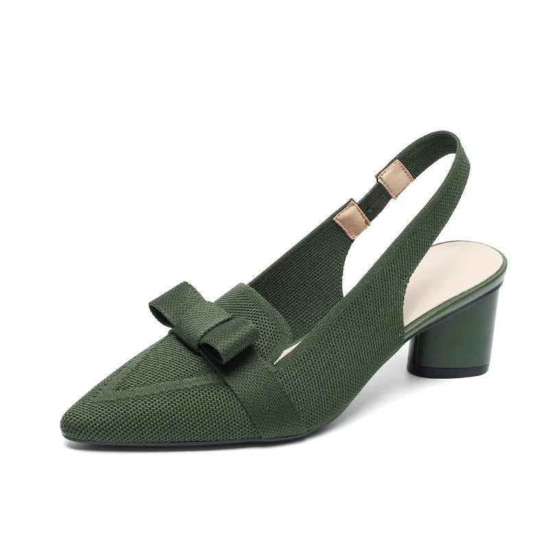 Women's closed toe high heel sandals with back strap and pointed toe in solid colour options