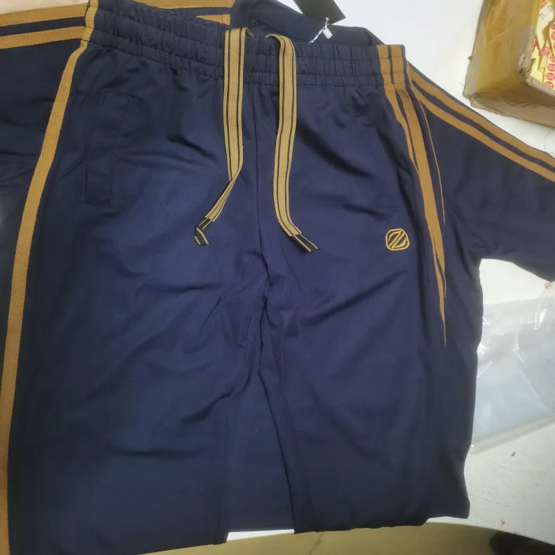 Men's ice silk style short sleeve suit in blue, apricot or black colours with matching top and pants