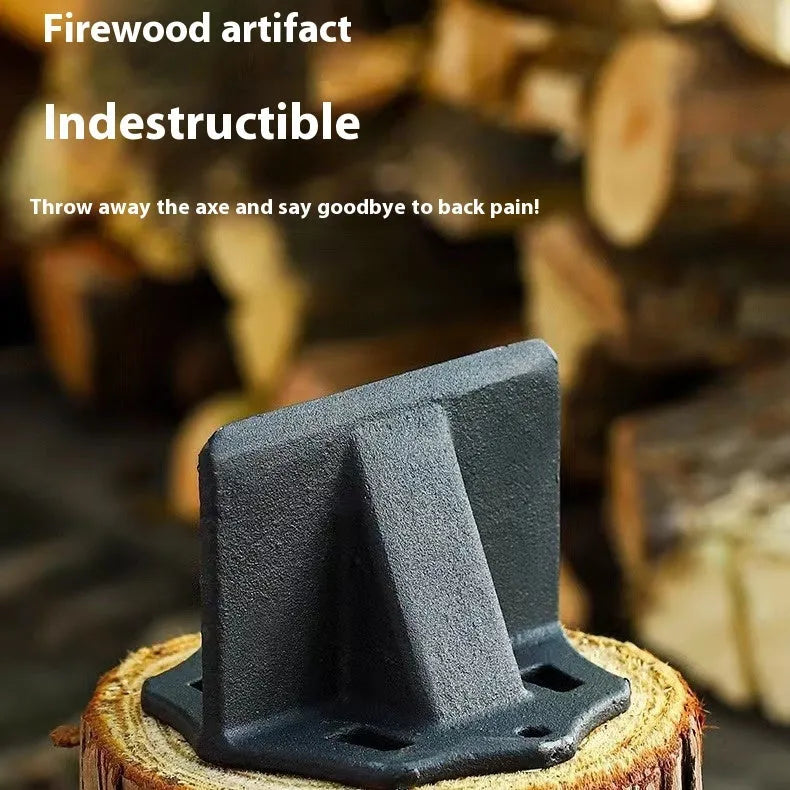 Small square cast iron wood splitter for portable wood cutting