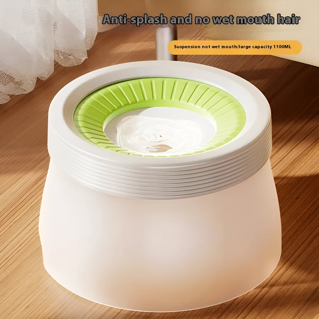 Pet suspension drinking bowl in blue colour with elevated design and plate