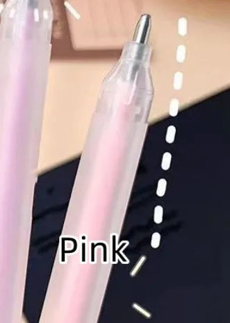 Plastic dispensing pen with cap in one of six colours: yellow, white, blue, green, pink or purple