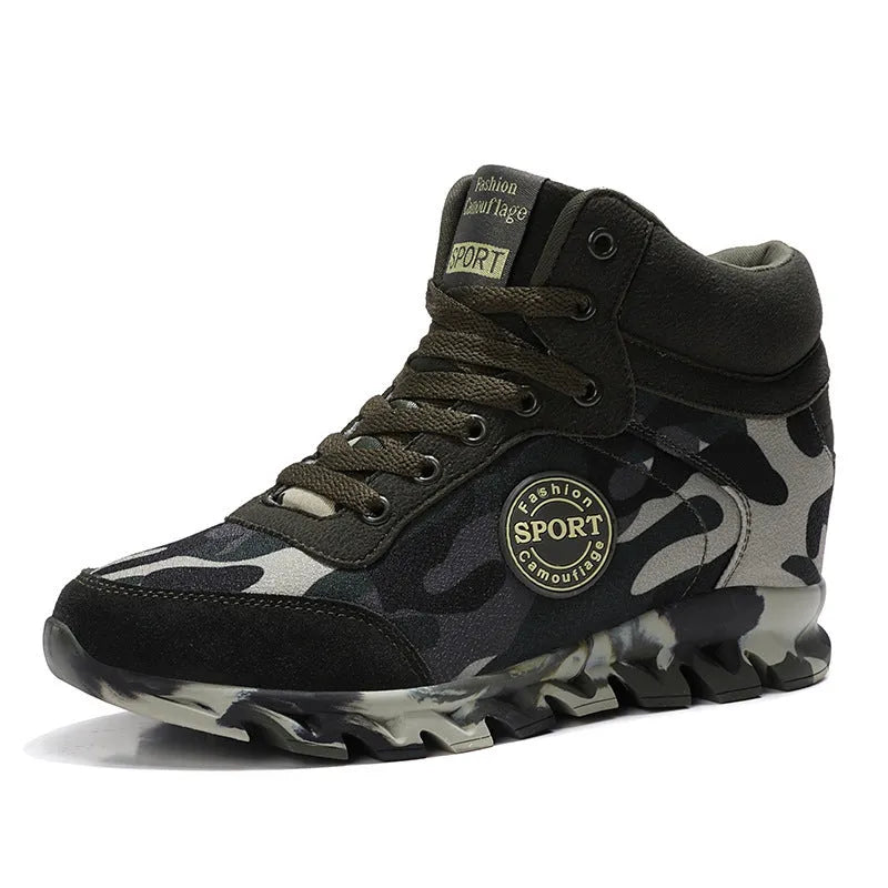 Women's green camouflage canvas sneakers with rubber outsole