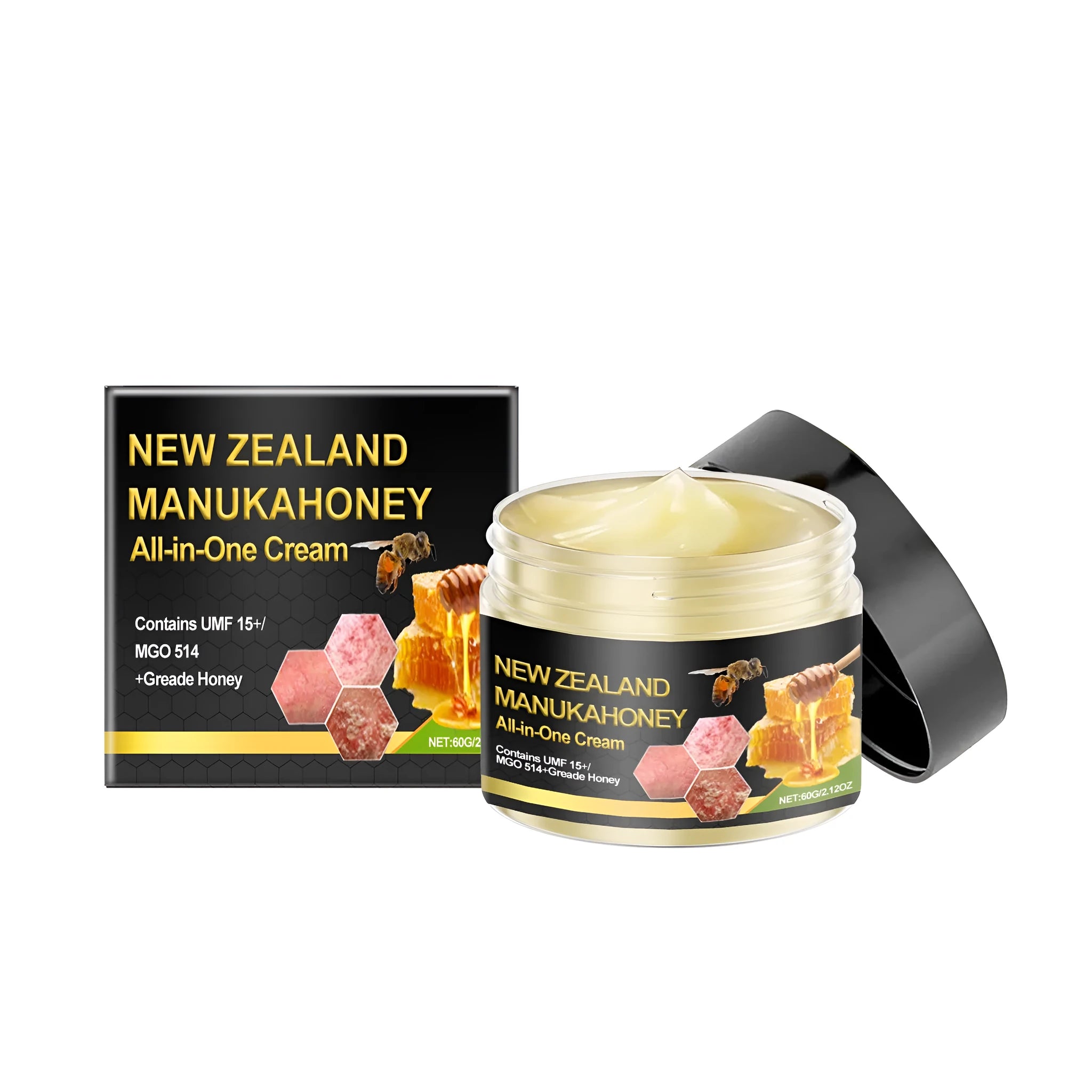 50g jar of skin cream with bee venom, honey and madecassoside active ingredients