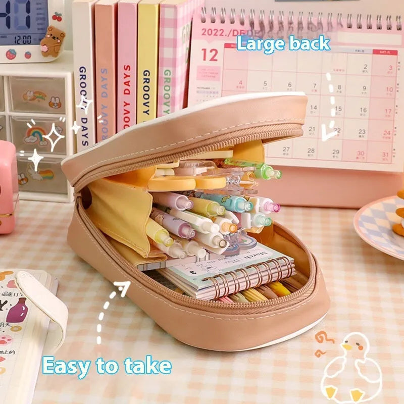 Transparent cartoon pencil case measuring 20cm with South Korea style design