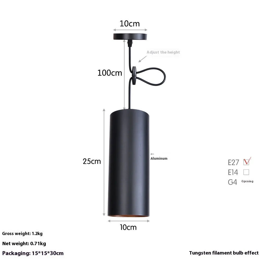 Creative retro iron art chandelier in D8053 matte black finish, available in long and short versions