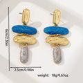 Geometric zinc alloy stud earrings with electroplated multicolour finish and butterfly fastenings