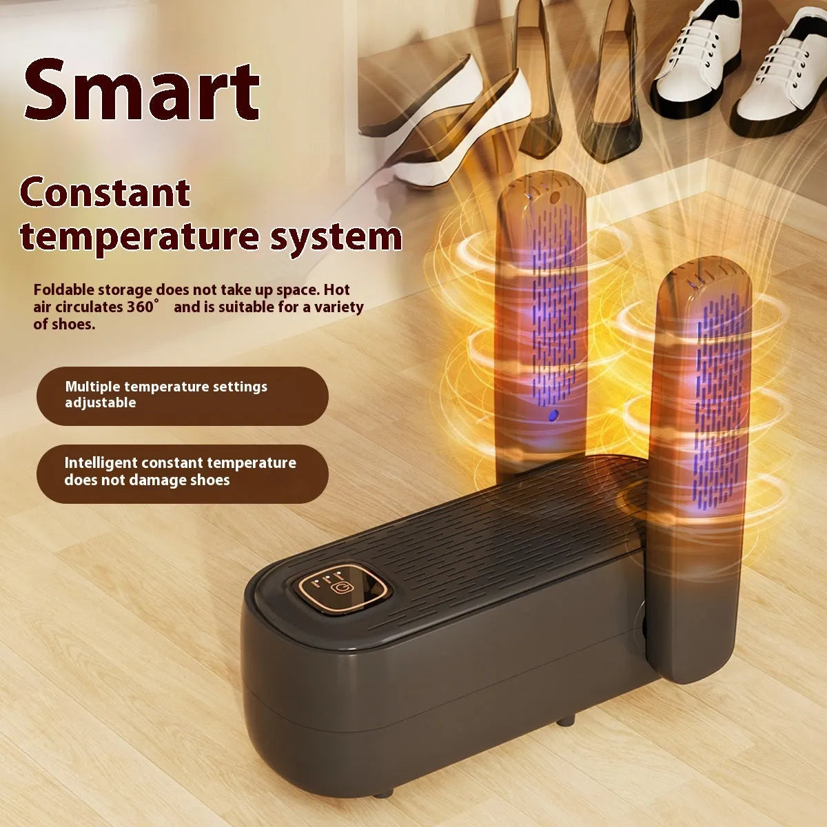 Black D4 automatic shoe dryer with timer for waterproof baking and shoe warming