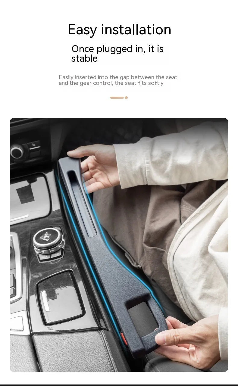 Black waterproof plastic car seat gap storage pocket with handle.
