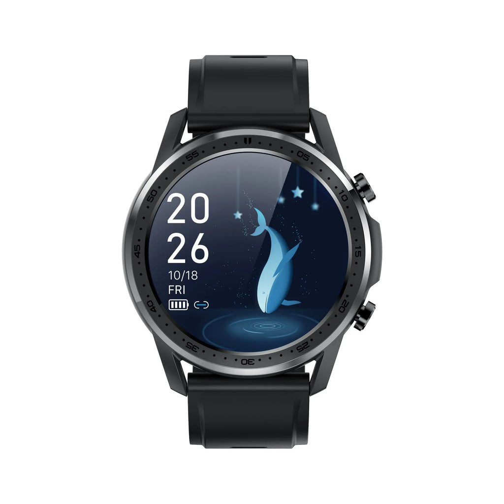 Youth2 black smart bracelet with 1.3-inch screen on a wrist, showing body temperature data.