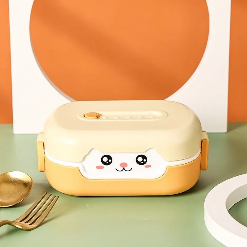 Square divided plastic lunch box in dark blue, orange, or pink and green, 301-500ml capacity