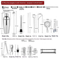 23-piece stainless steel cocktail set with European-style bar accessories including shaker, jigger, and mixing tools