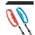 Joy-Con controller grips with adjustable hand straps in black and multicolour options