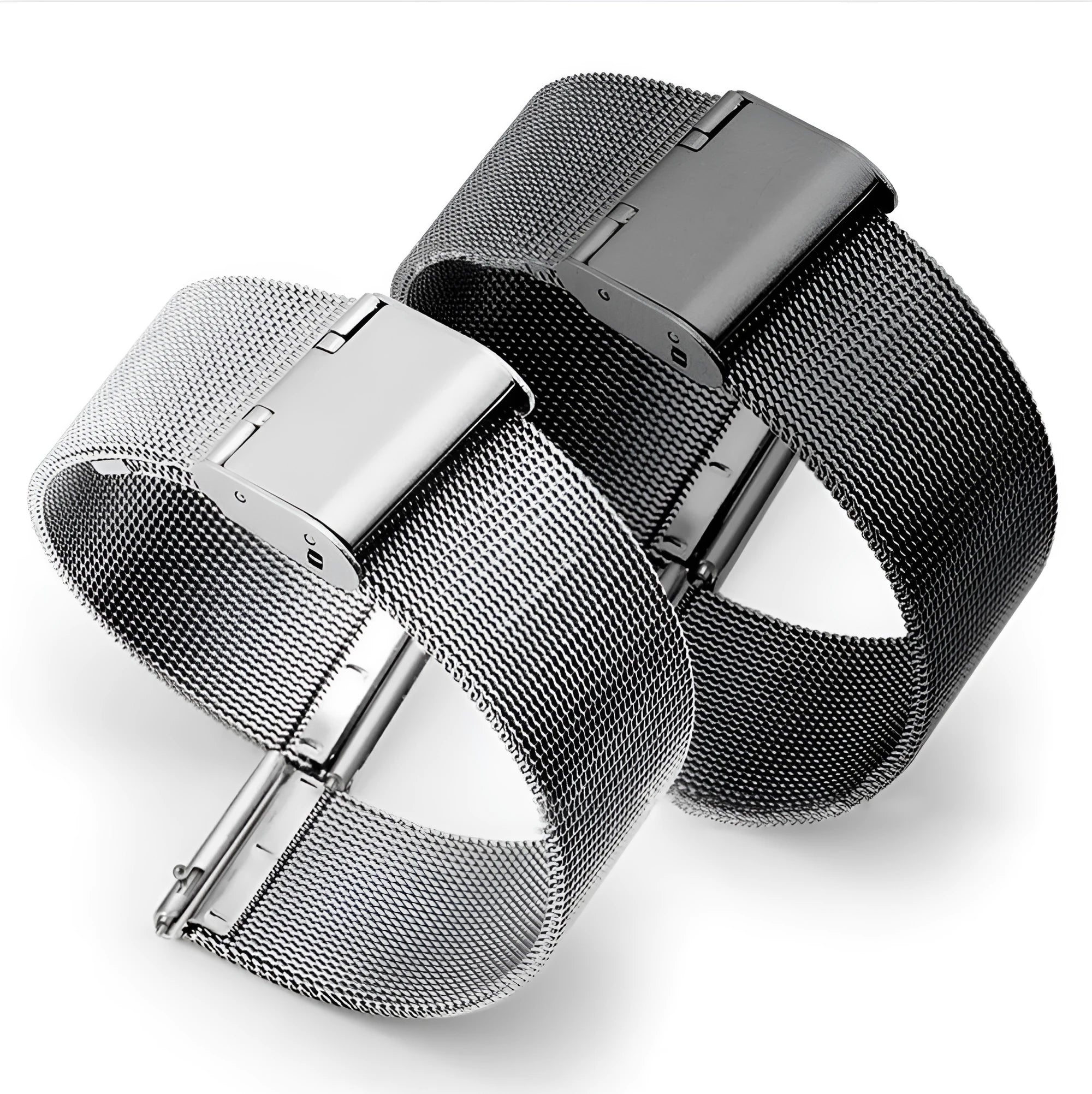 Milani silk woven stainless steel watch band in silver, black, rose gold and gold colours