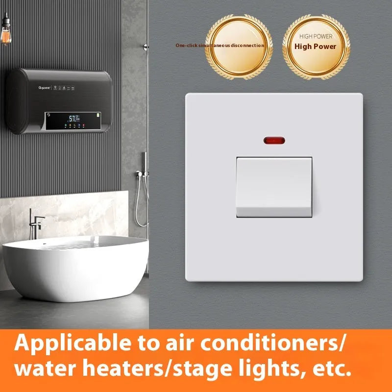Illuminated electrical switch for water heaters and air conditioners with double-break high current design