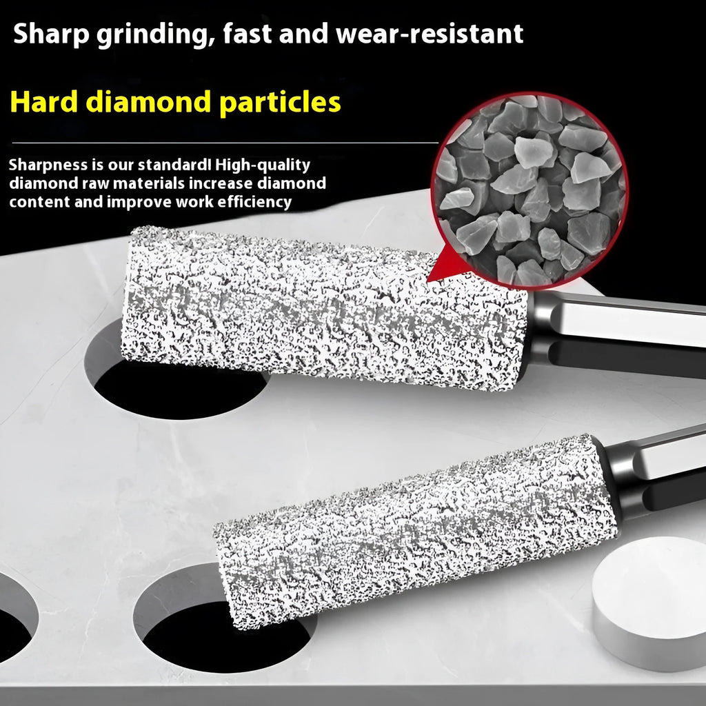 Granite drilling bit with hexagonal shank and 6.35mm handle diameter for stone edging