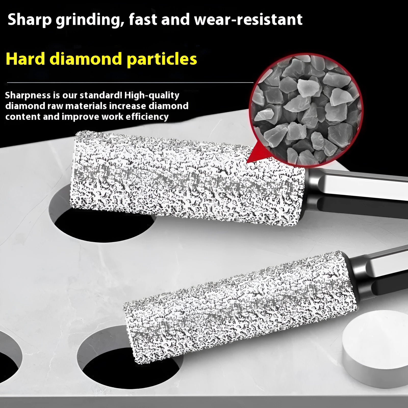 Granite drilling bit with hexagonal shank and 6.35mm handle diameter for stone edging