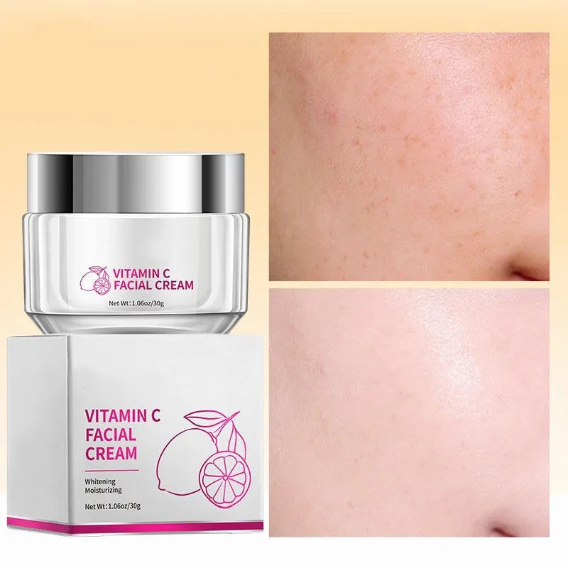30g Vitamin C face cream in a white 6x6x5.2cm jar on a plain background.